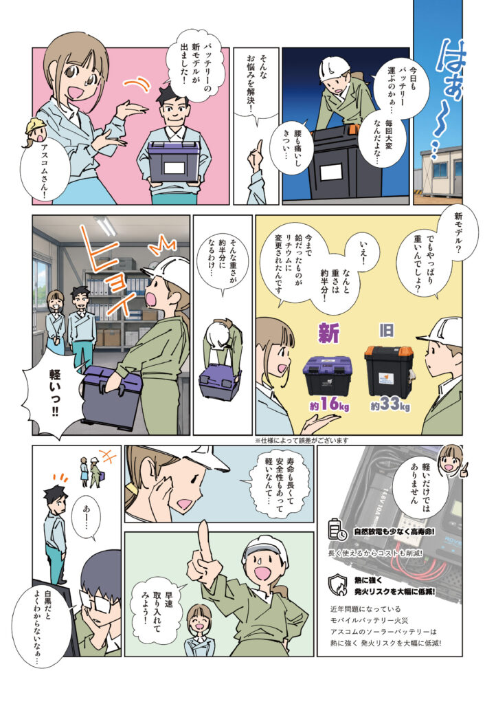 (漫画)アスコム 第68話「ソーラーバッテリー新モデル&エースナイトカラー360」
